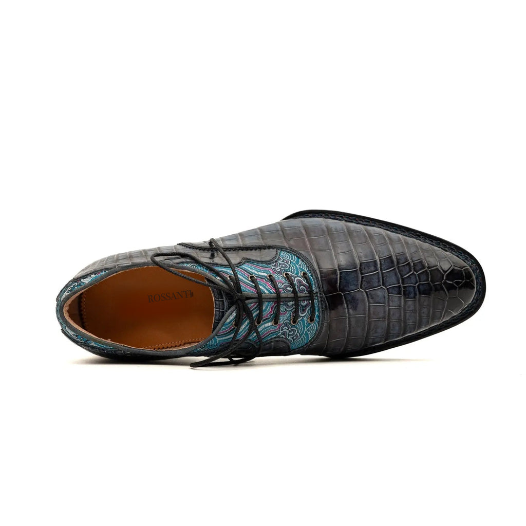 Blue Pattern Crocodile Norwegian Oxford