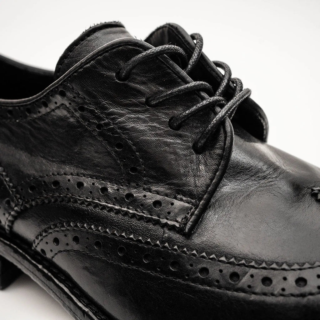 Black Washed Leather Lug Derby