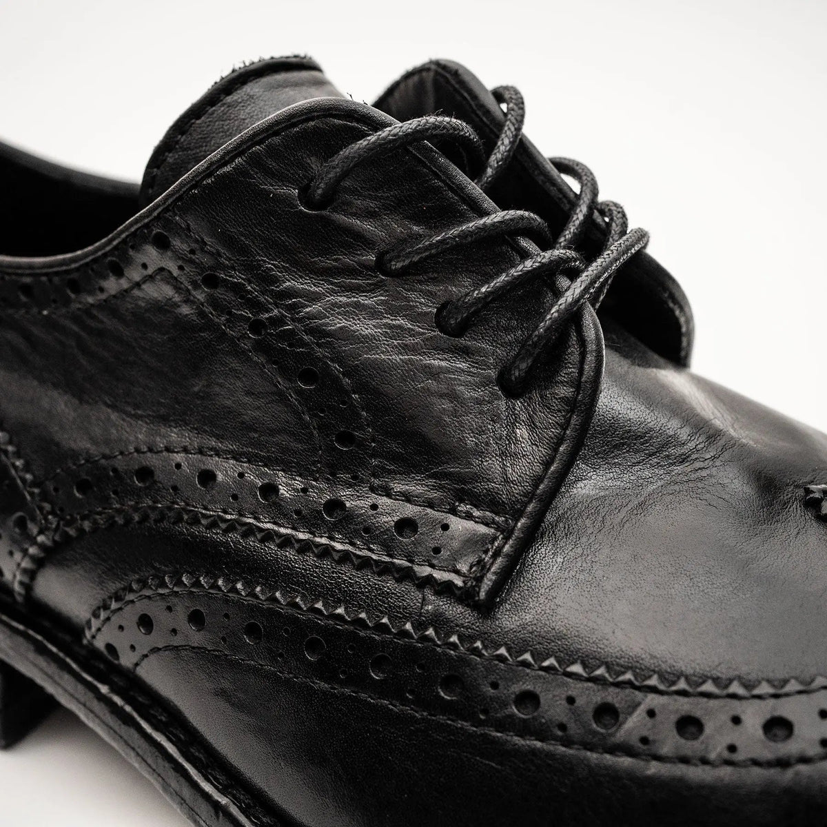 Black Washed Leather Lug Derby