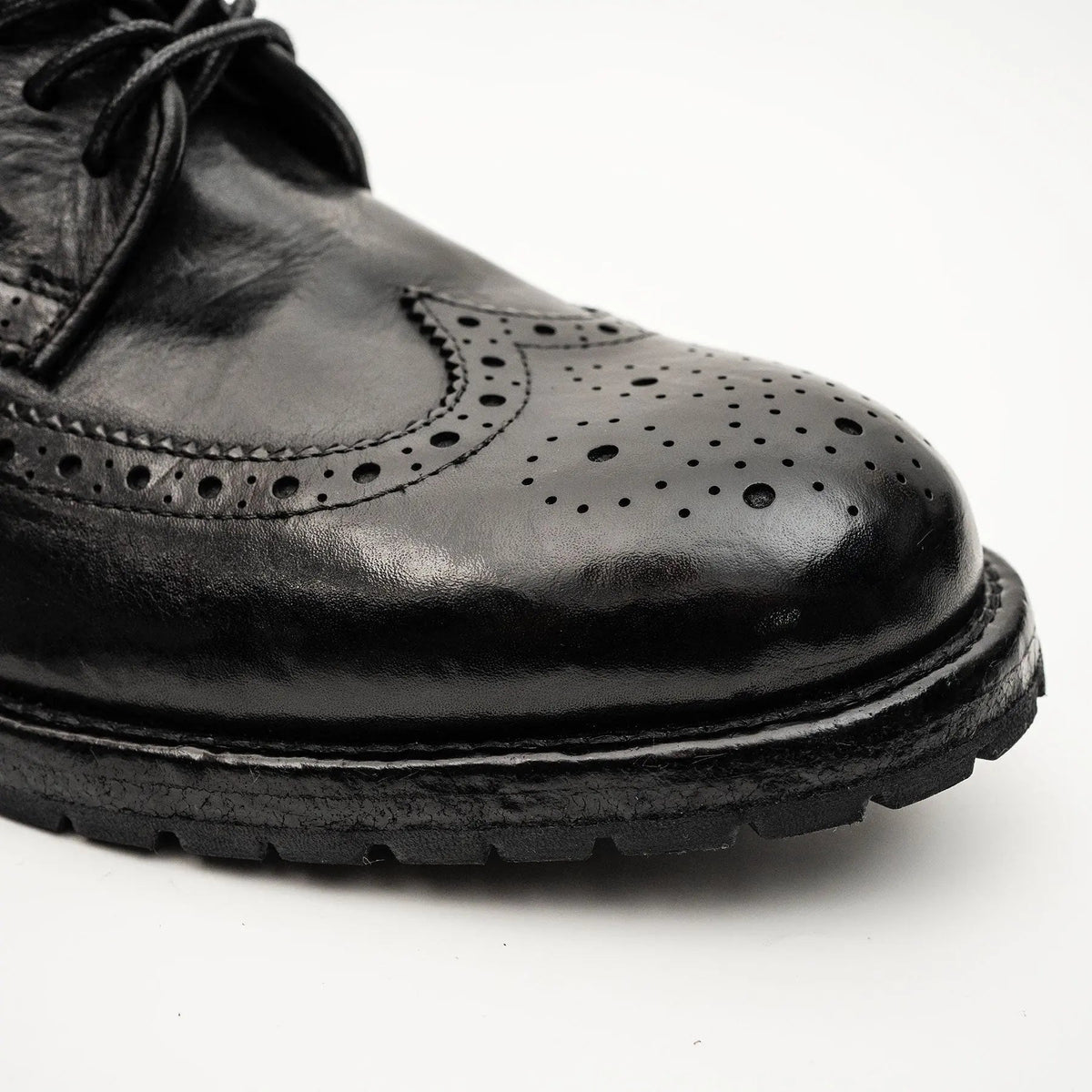 Black Washed Leather Lug Derby