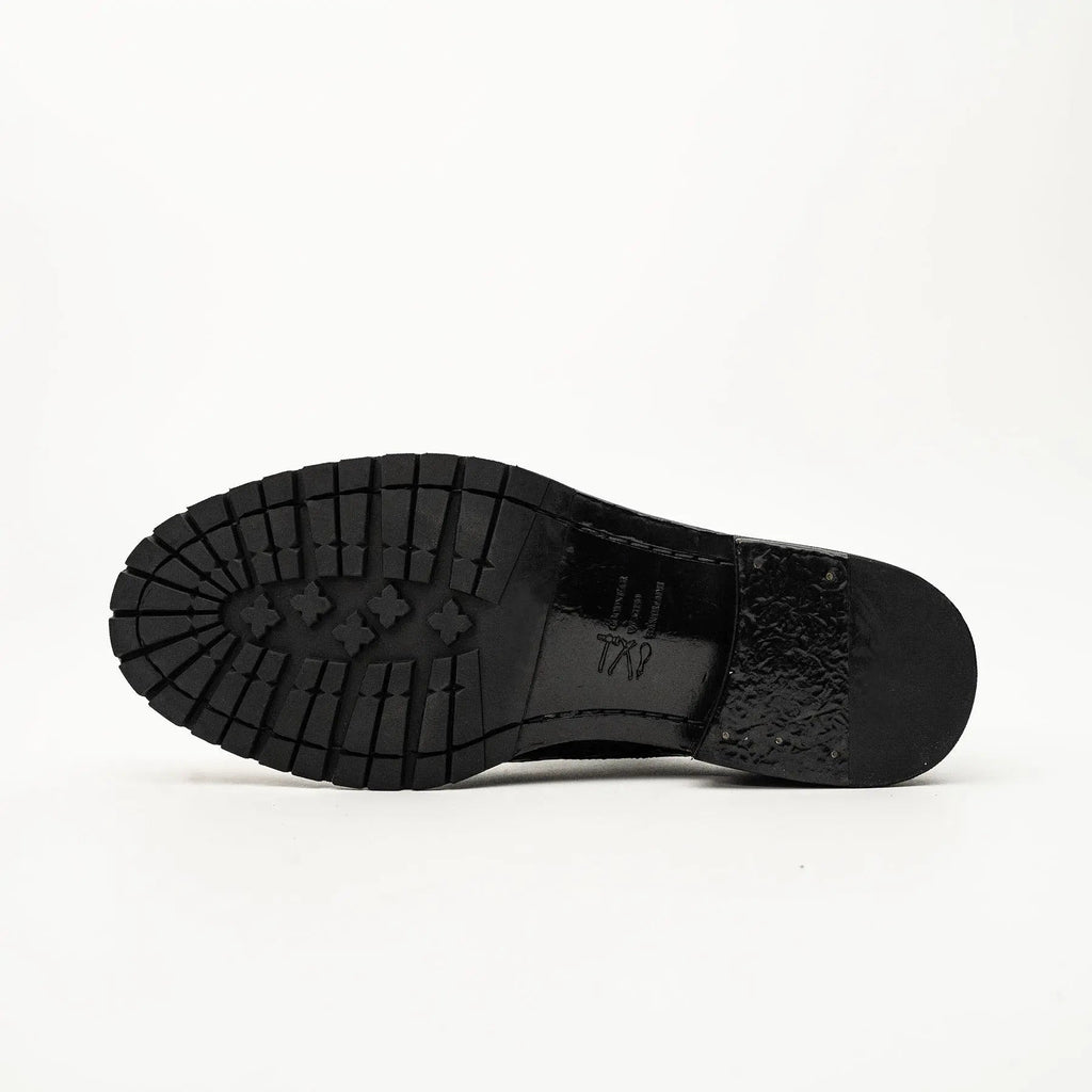 Black Washed Leather Lug Derby