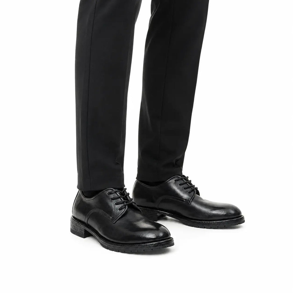 Black Washed Leather Derby