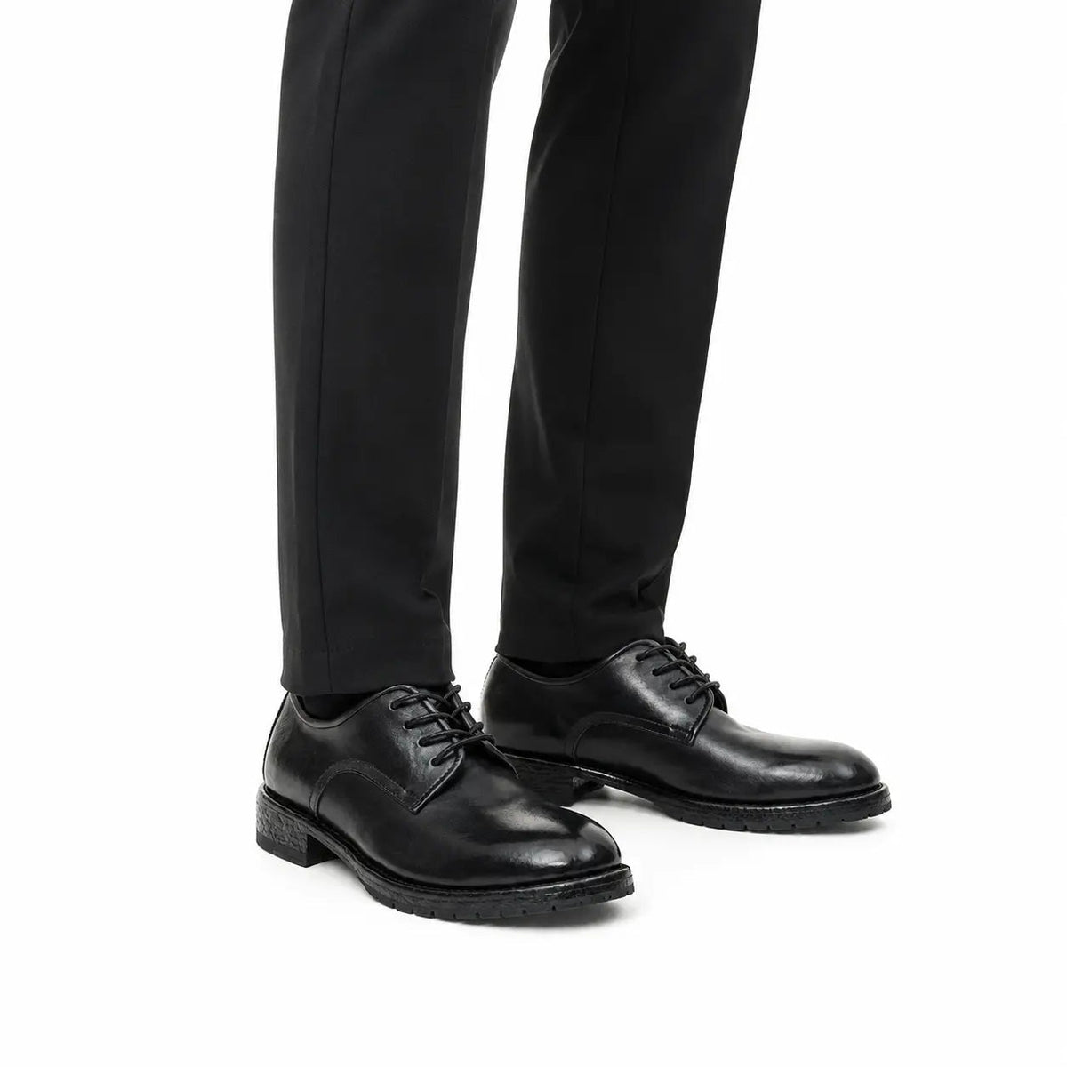 Black Washed Leather Derby