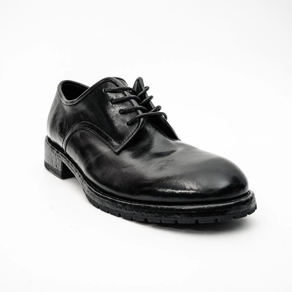 Black Washed Leather Derby