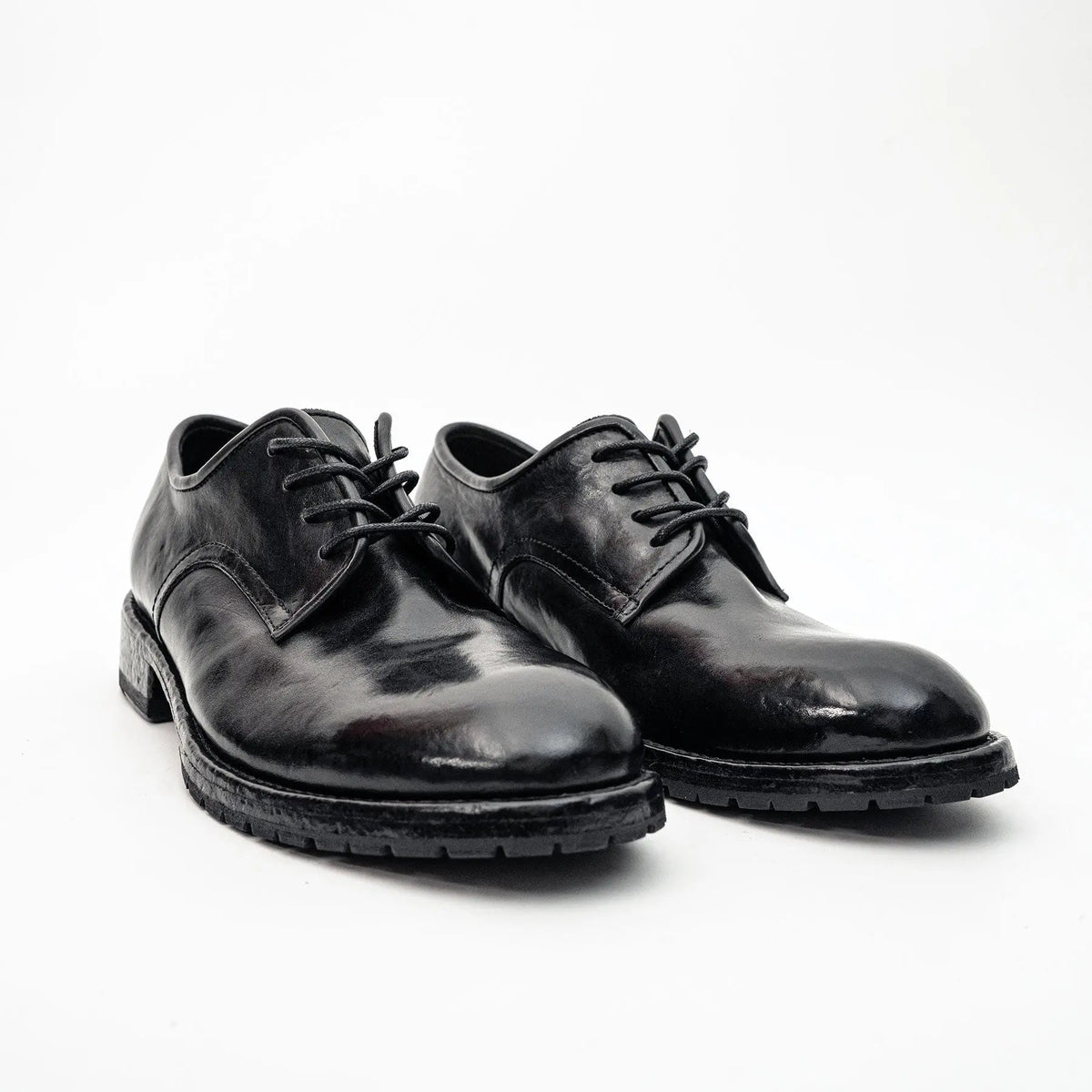Black Washed Leather Derby