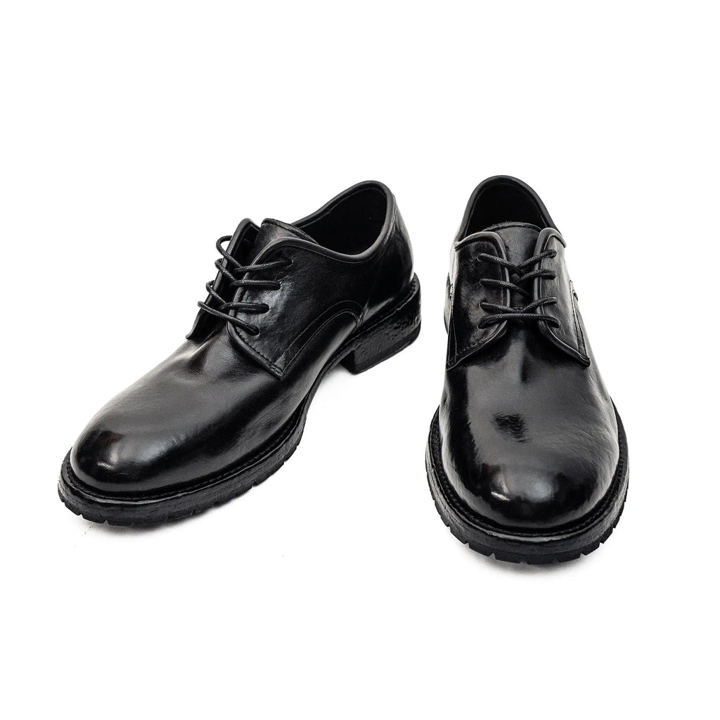 Black Washed Leather Derby