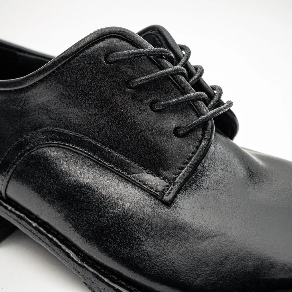 Black Washed Leather Derby