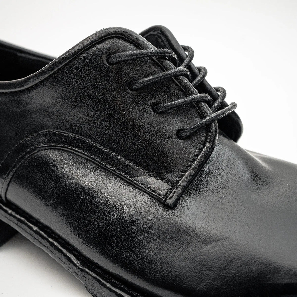 Black Washed Leather Derby