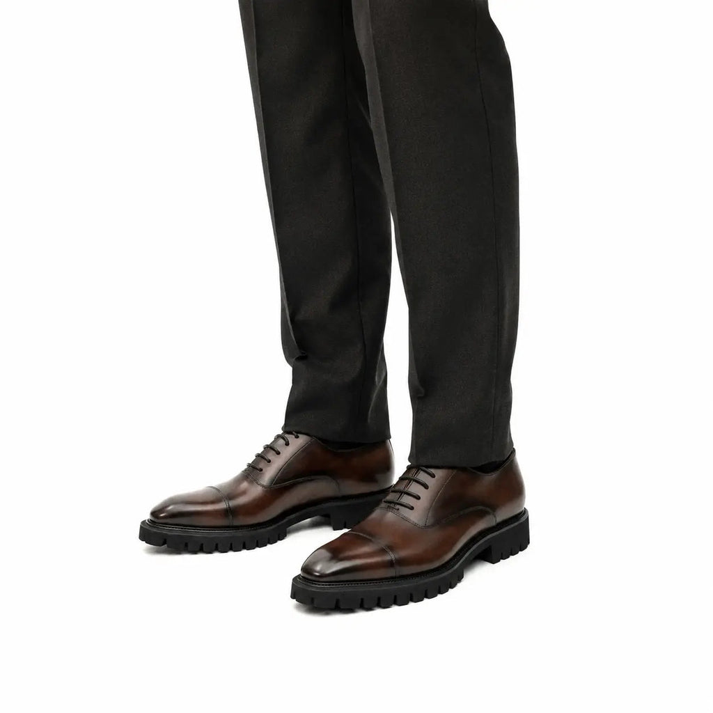 Burnished Brown Lug-Sole Oxfords