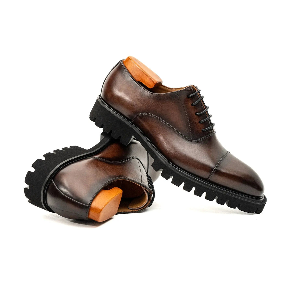 Burnished Brown Lug-Sole Oxfords