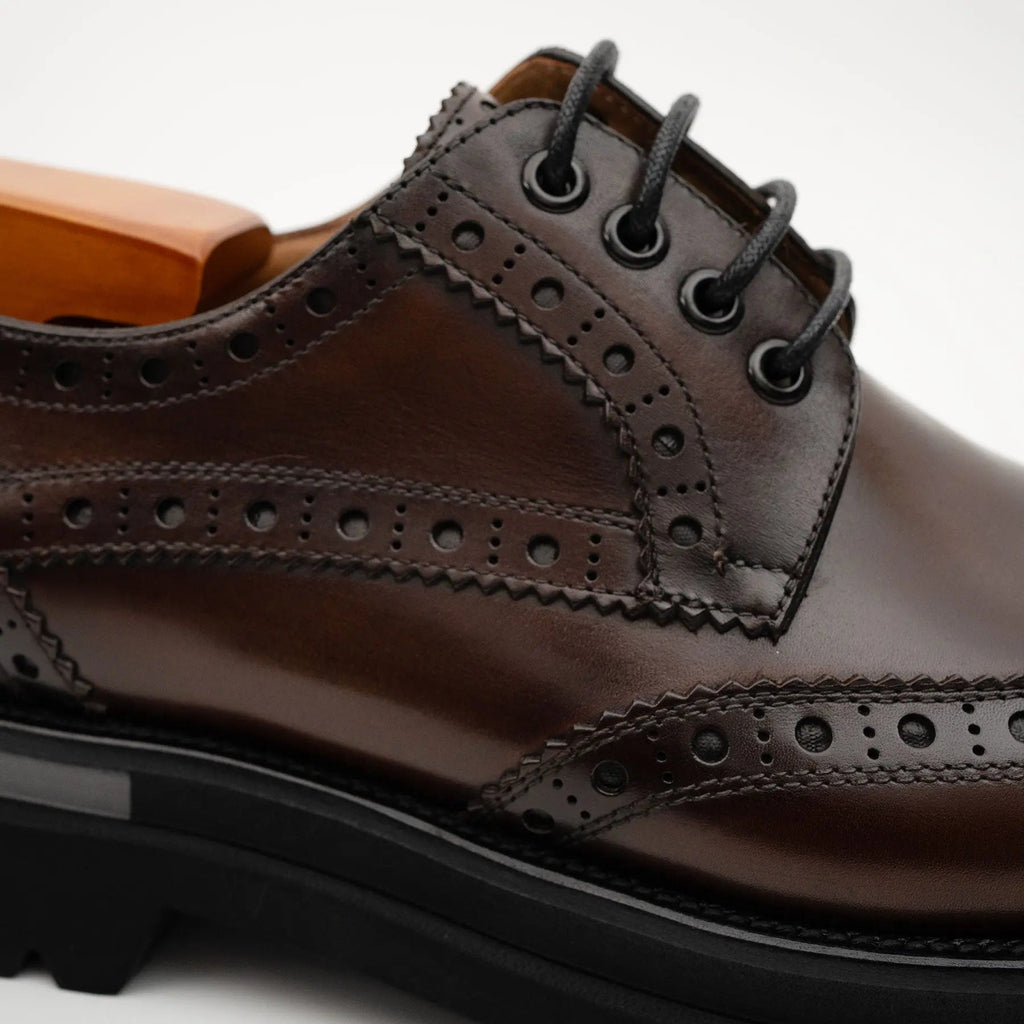 Burnished Brogue Lug-Sole Derby