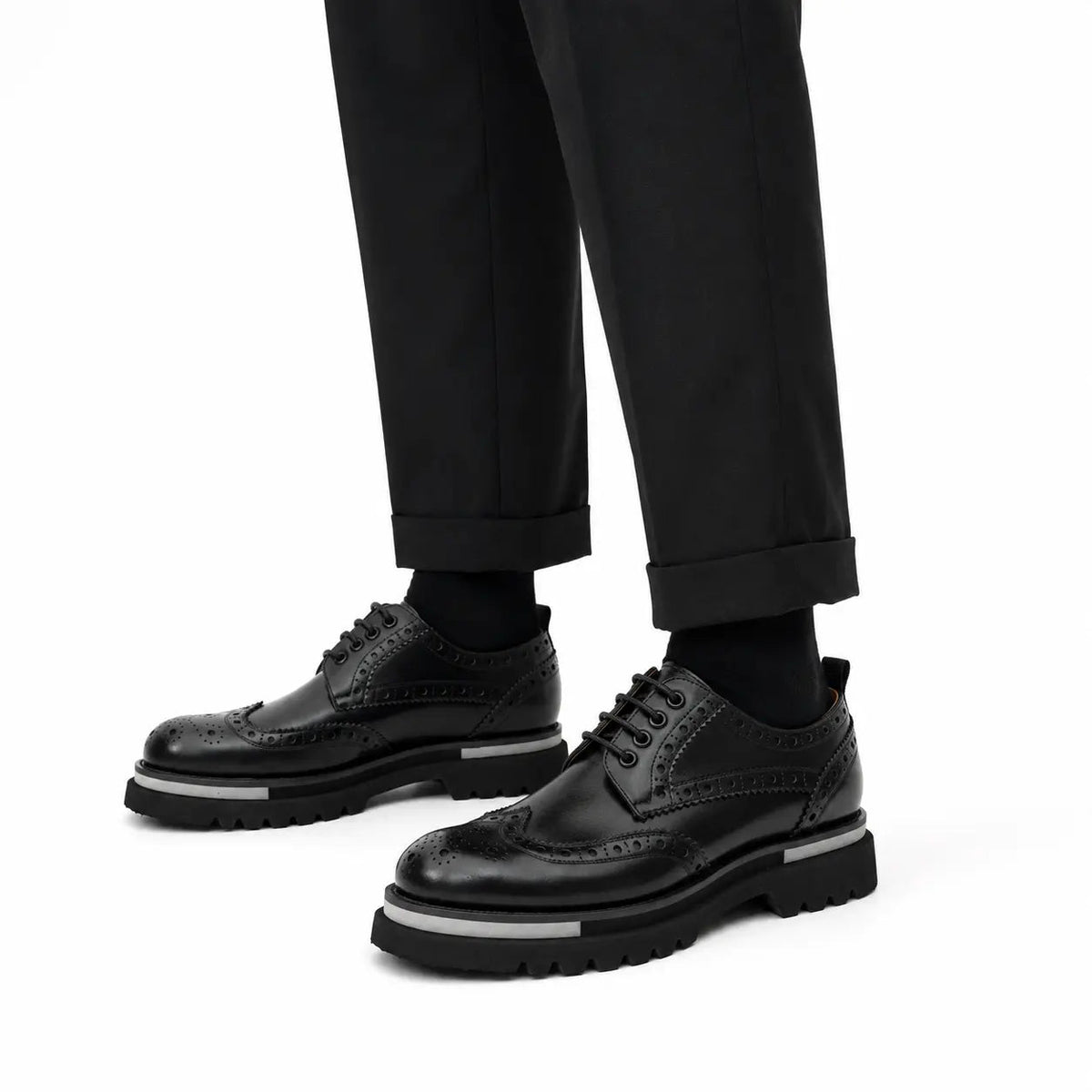 Black Brogue Lug-Sole Derby