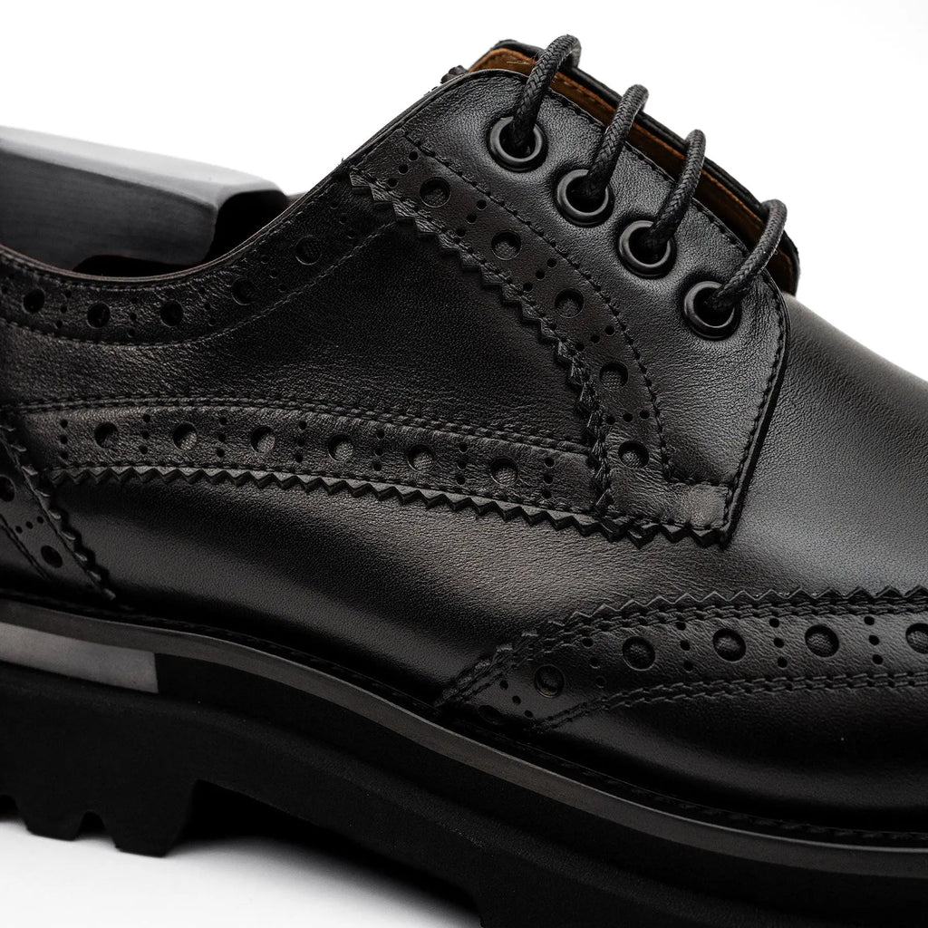 Black Brogue Lug-Sole Derby