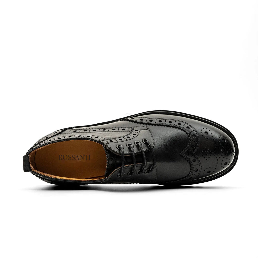 Black Brogue Lug-Sole Derby