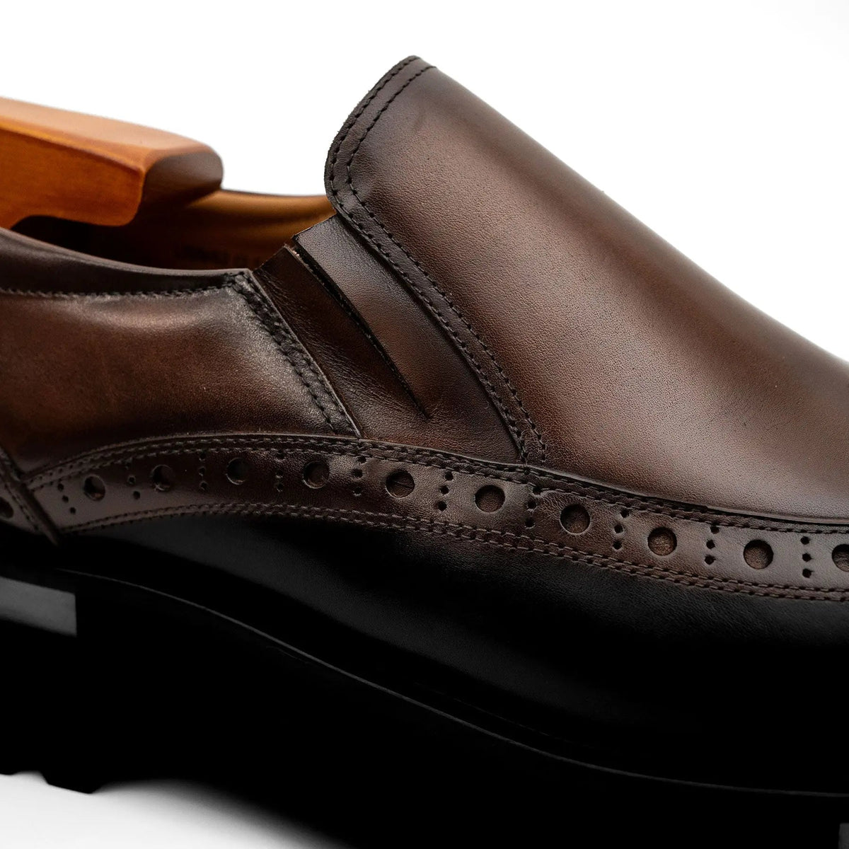 Burnished Brogue Lug-Sole Loafer
