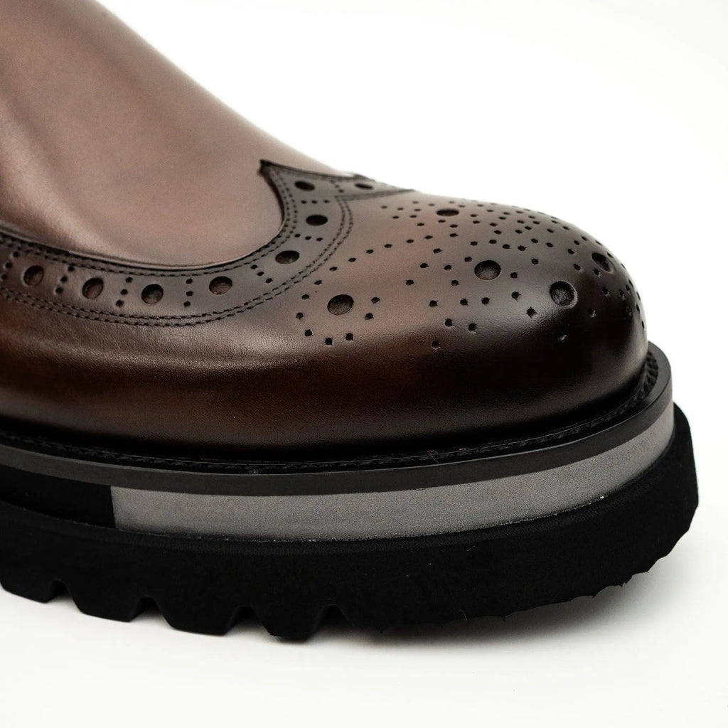 Burnished Brogue Lug-Sole Loafer