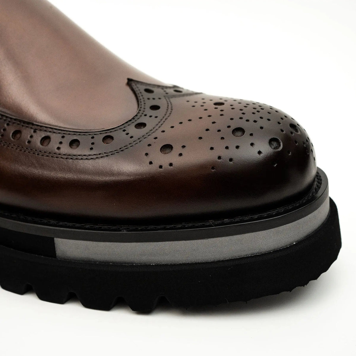 Burnished Brogue Lug-Sole Loafer
