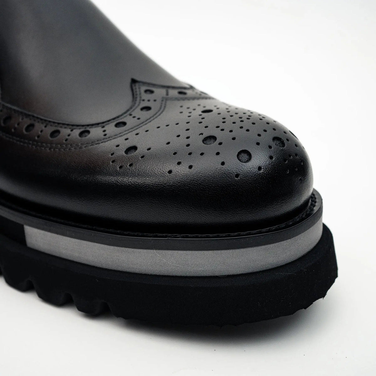 Black Brogue Lug-Sole Loafer