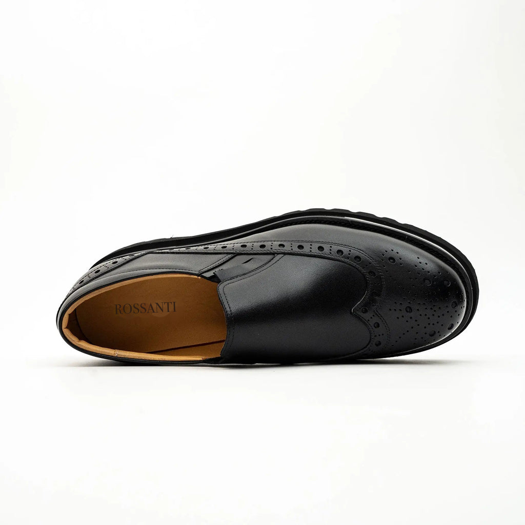 Black Brogue Lug-Sole Loafer