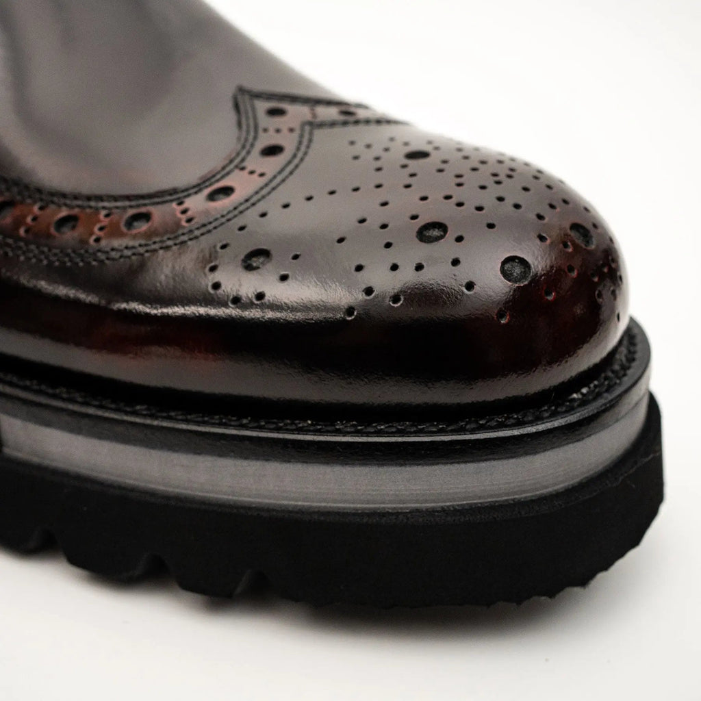 Burgundy Brogue Lug-Sole Loafer