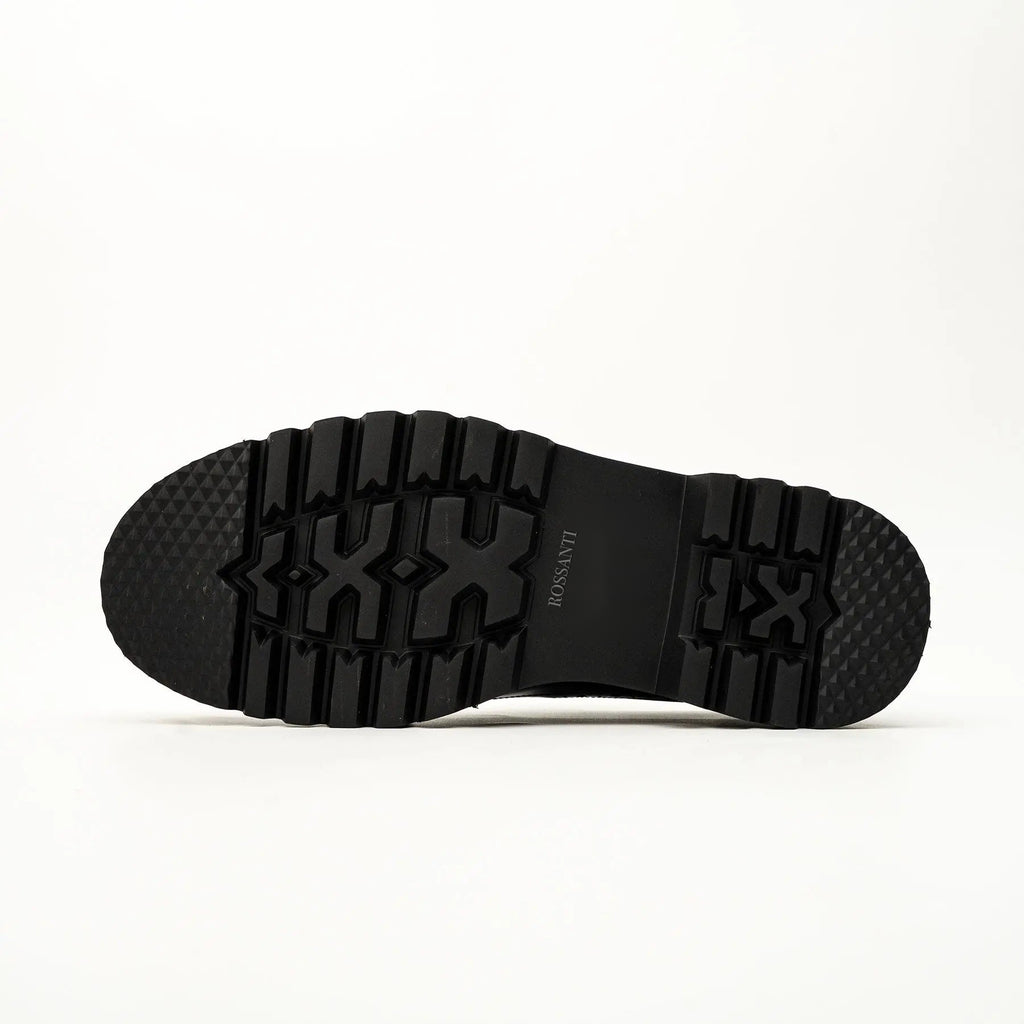 Black-Blue Brogue Lug-Sole Loafer