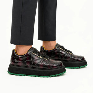 Crocodile Leather Platform Sneaker