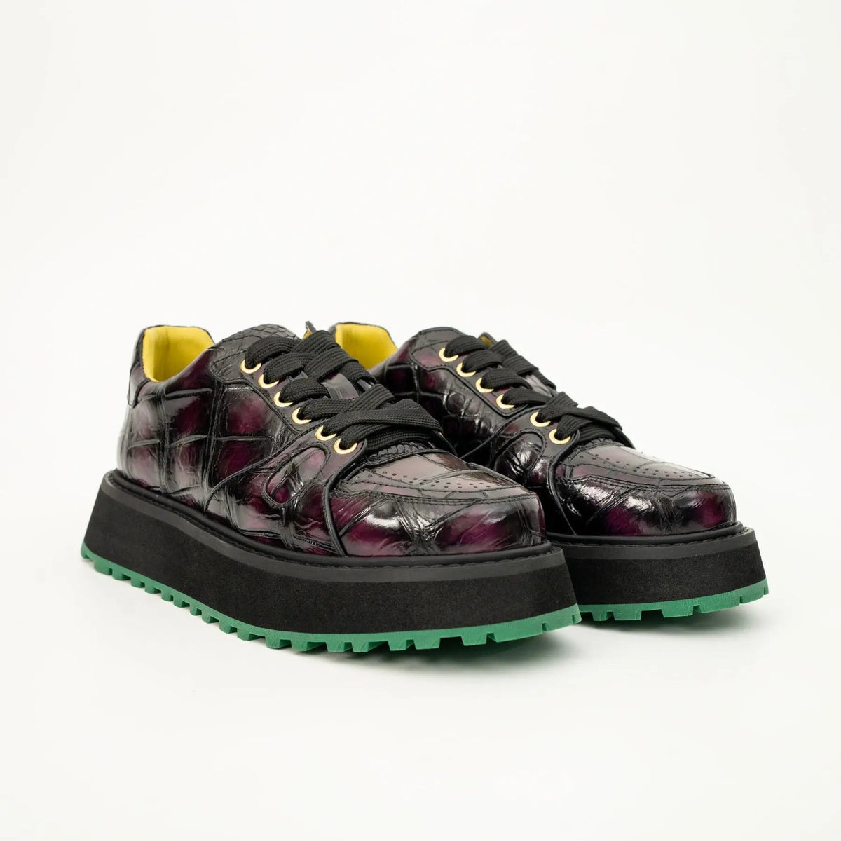 Crocodile Leather Platform Sneaker