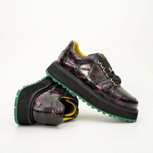 Crocodile Leather Platform Sneaker