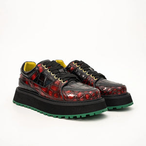 Crimson Crocodile Platform Sneaker