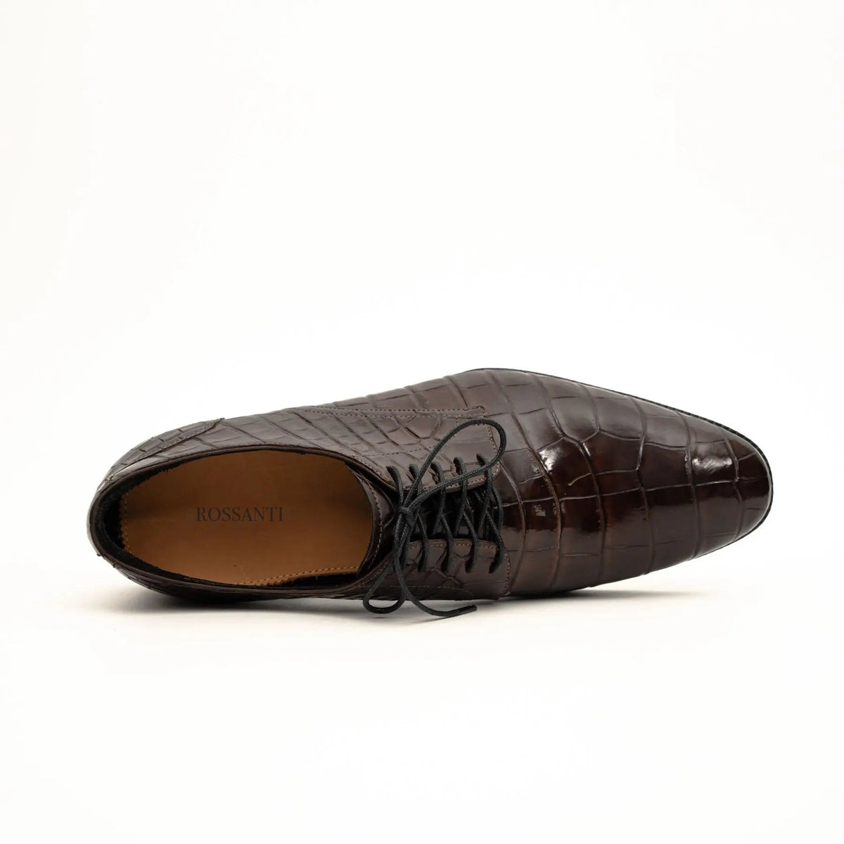 Dark Brown Crocodile-Textured Derby