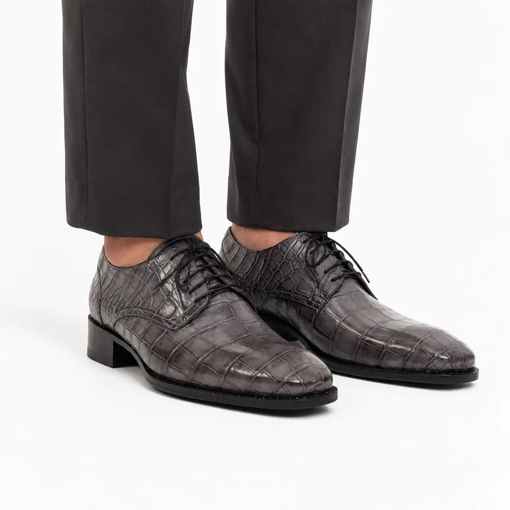Charcoal Crocodile-Textured Derby
