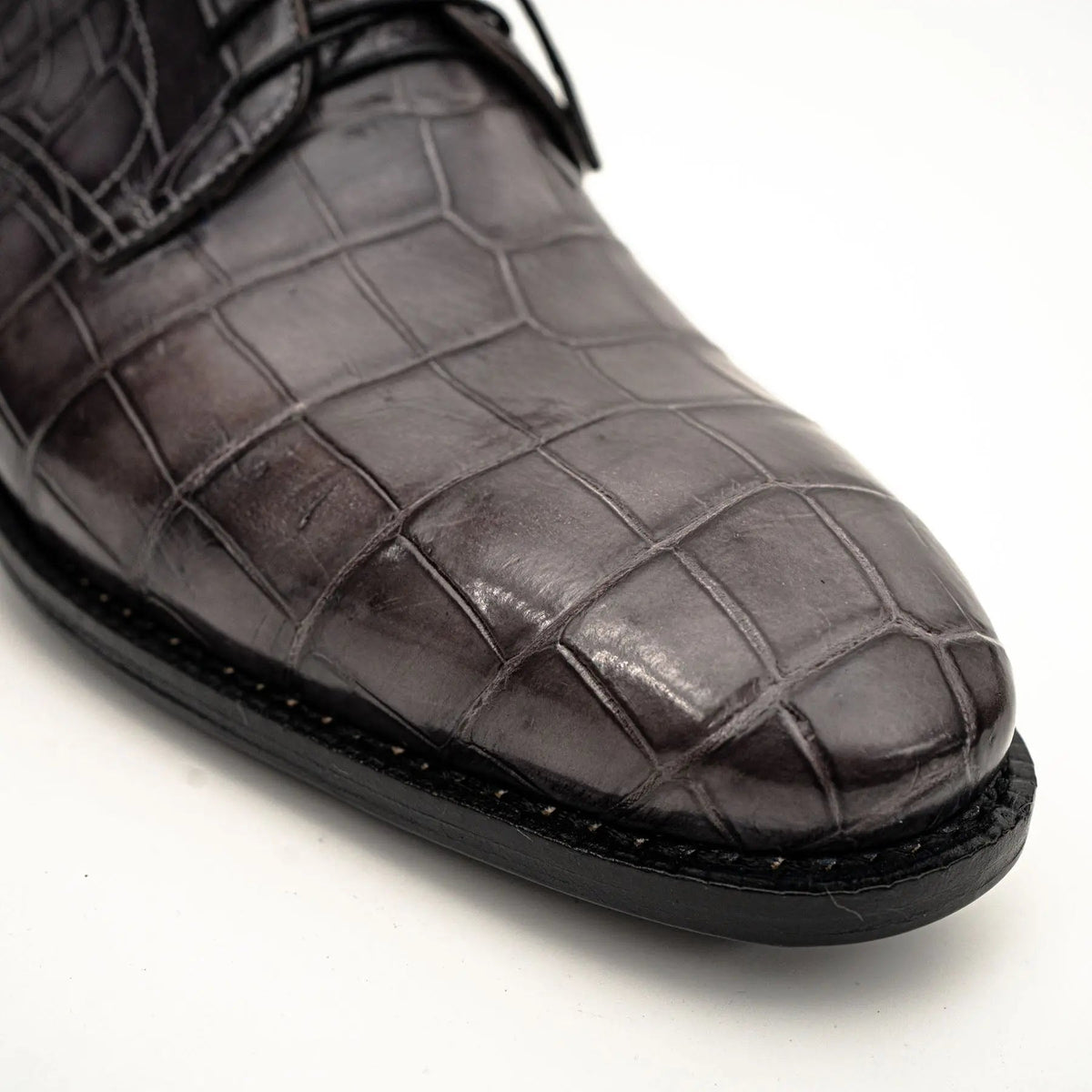 Charcoal Crocodile-Textured Derby