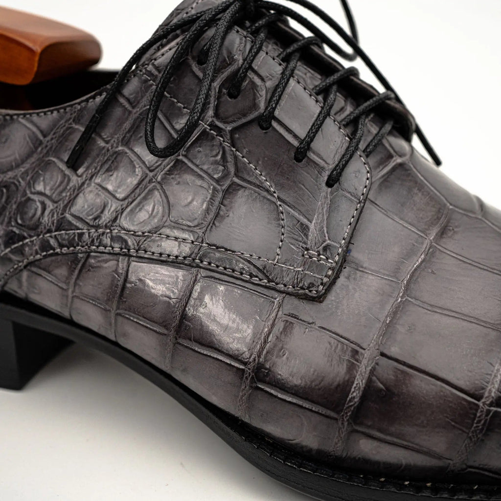 Charcoal Crocodile-Textured Derby