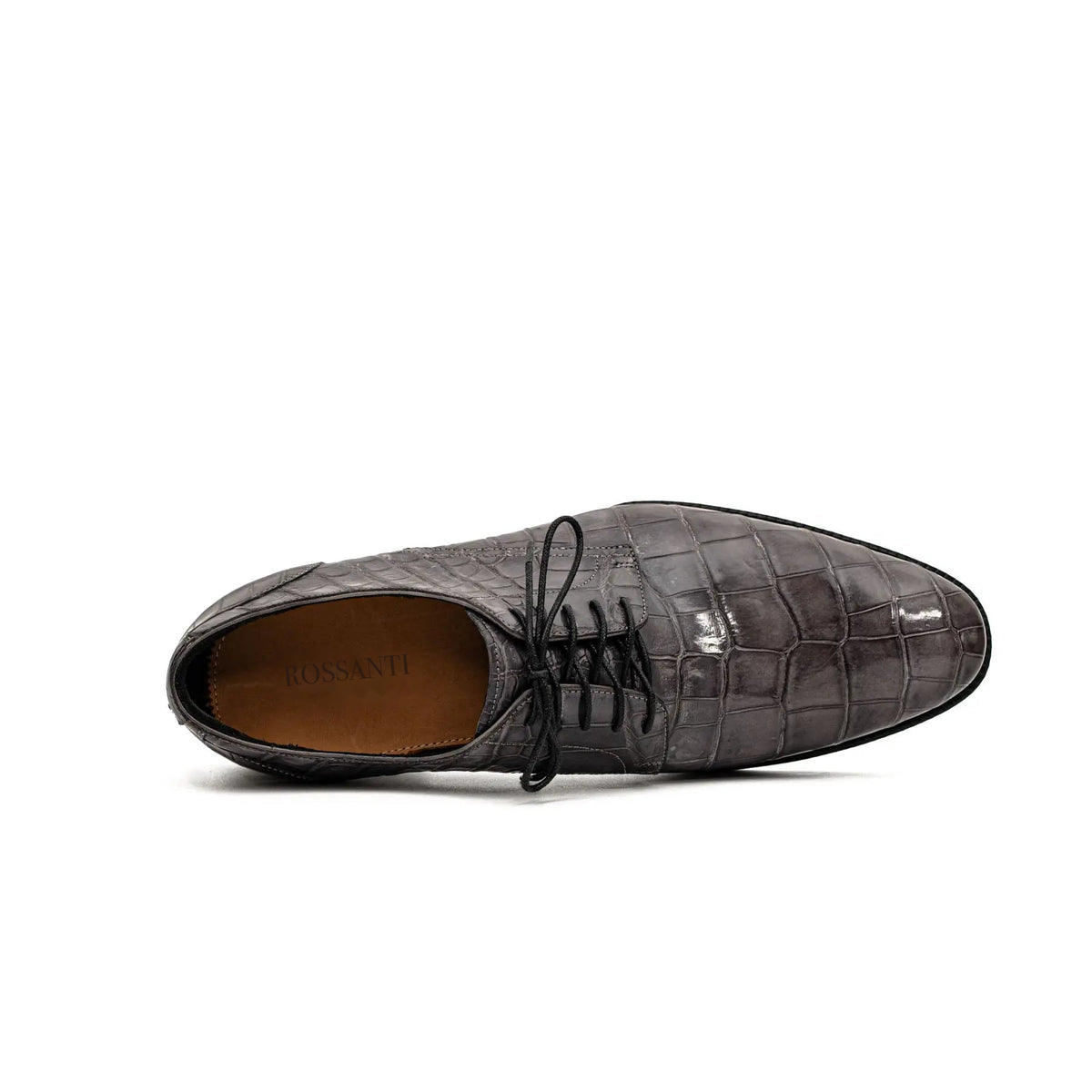 Charcoal Crocodile-Textured Derby