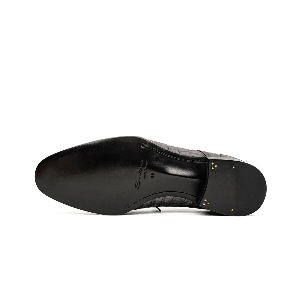 Charcoal Crocodile-Textured Derby