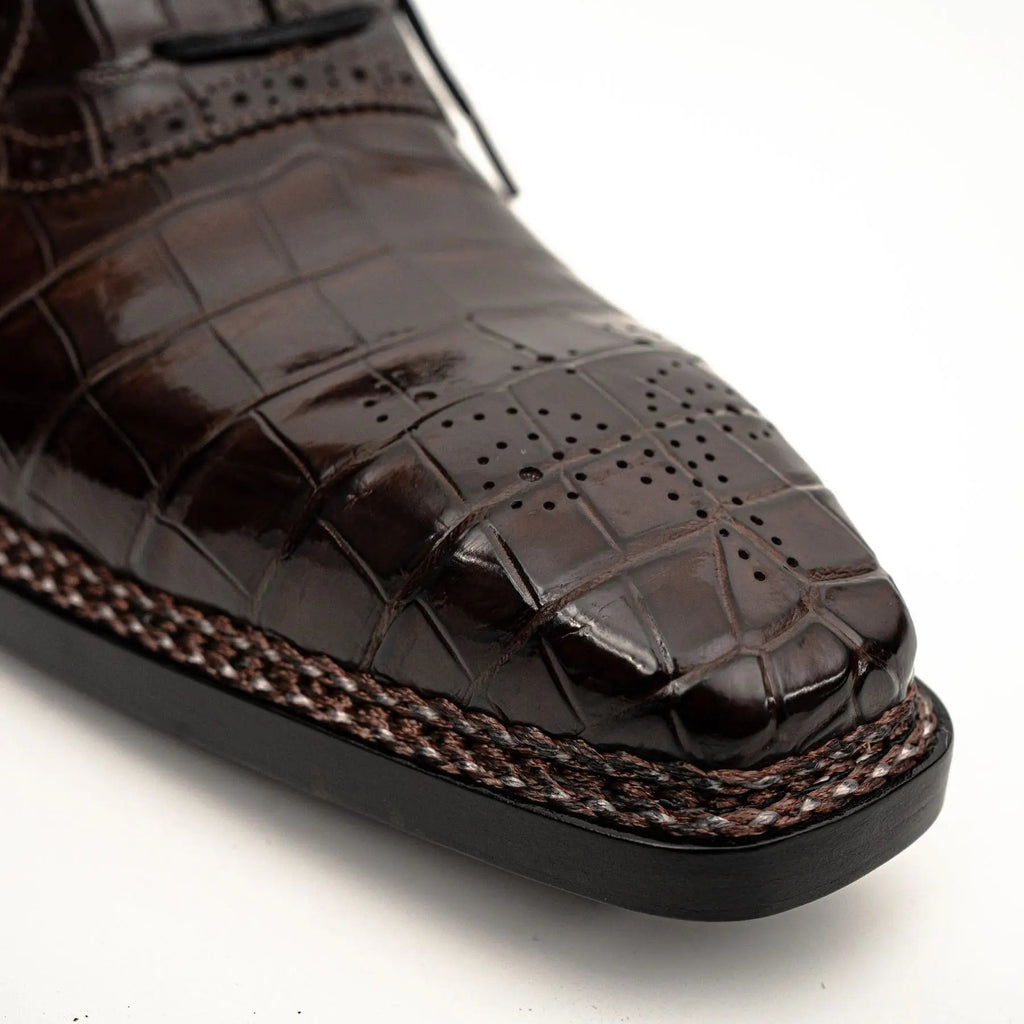 Dark Brown Crocodile Derby Shoes