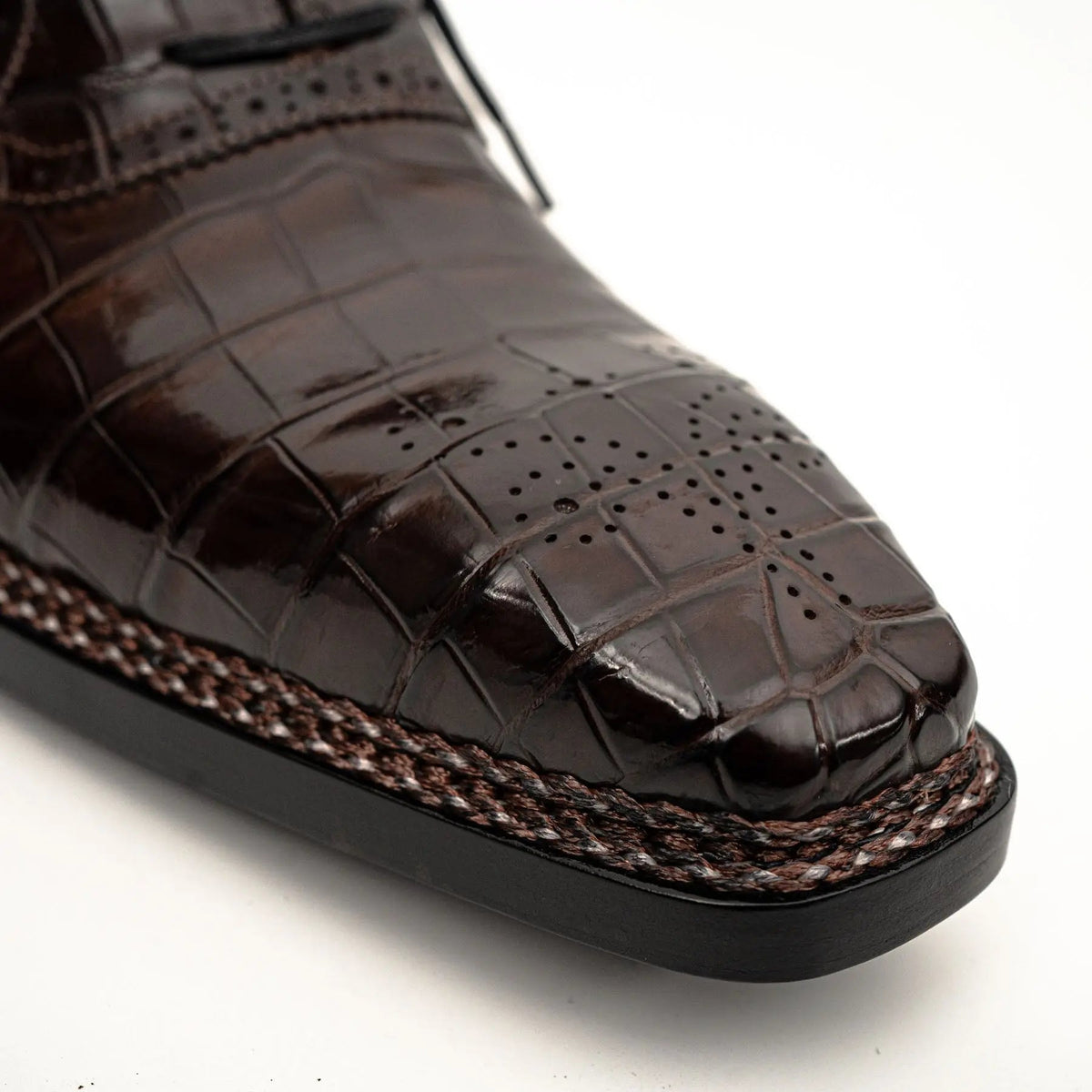 Dark Brown Crocodile Derby Shoes