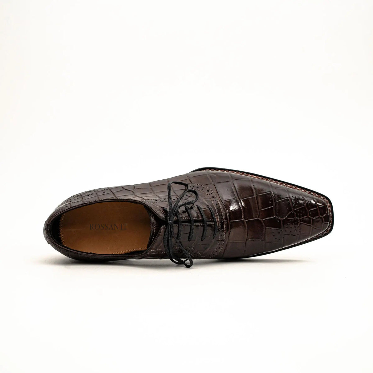 Dark Brown Crocodile Derby Shoes