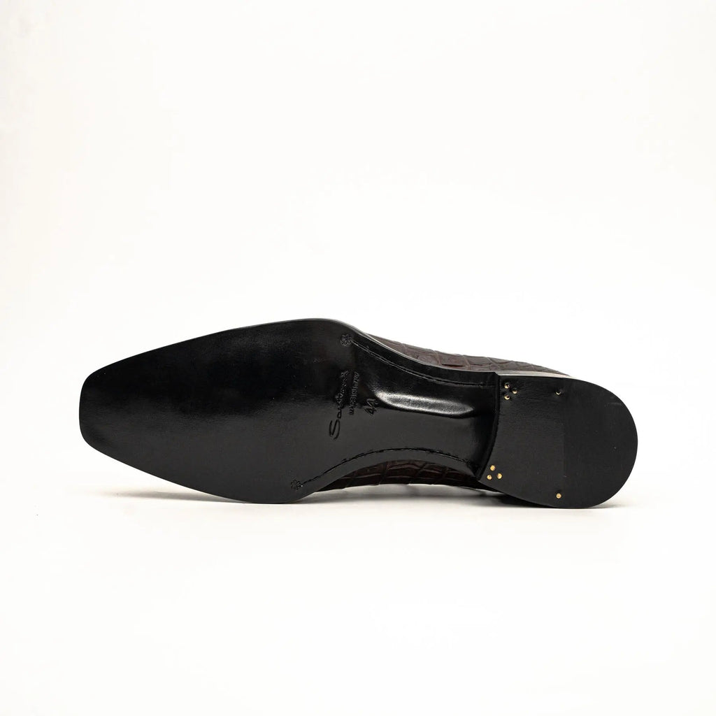 Dark Brown Crocodile Derby Shoes