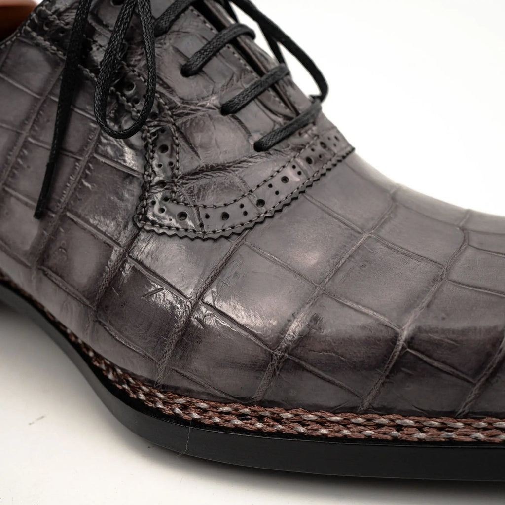 Charcoal Crocodile Oxford Shoes