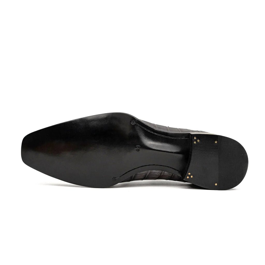 Charcoal Crocodile Oxford Shoes