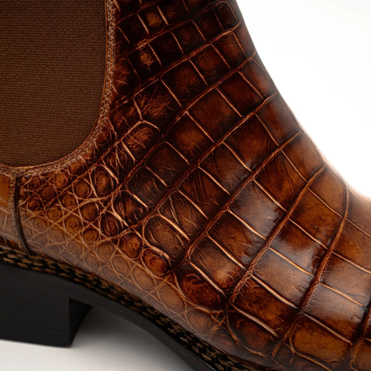 Cognac Crocodile Chelsea Boots