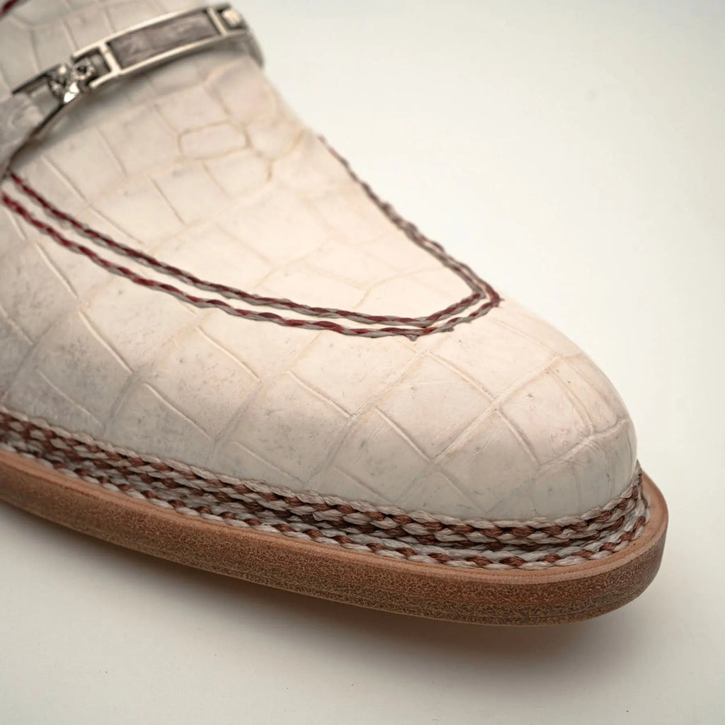 Ivory Crocodile-Textured Loafer