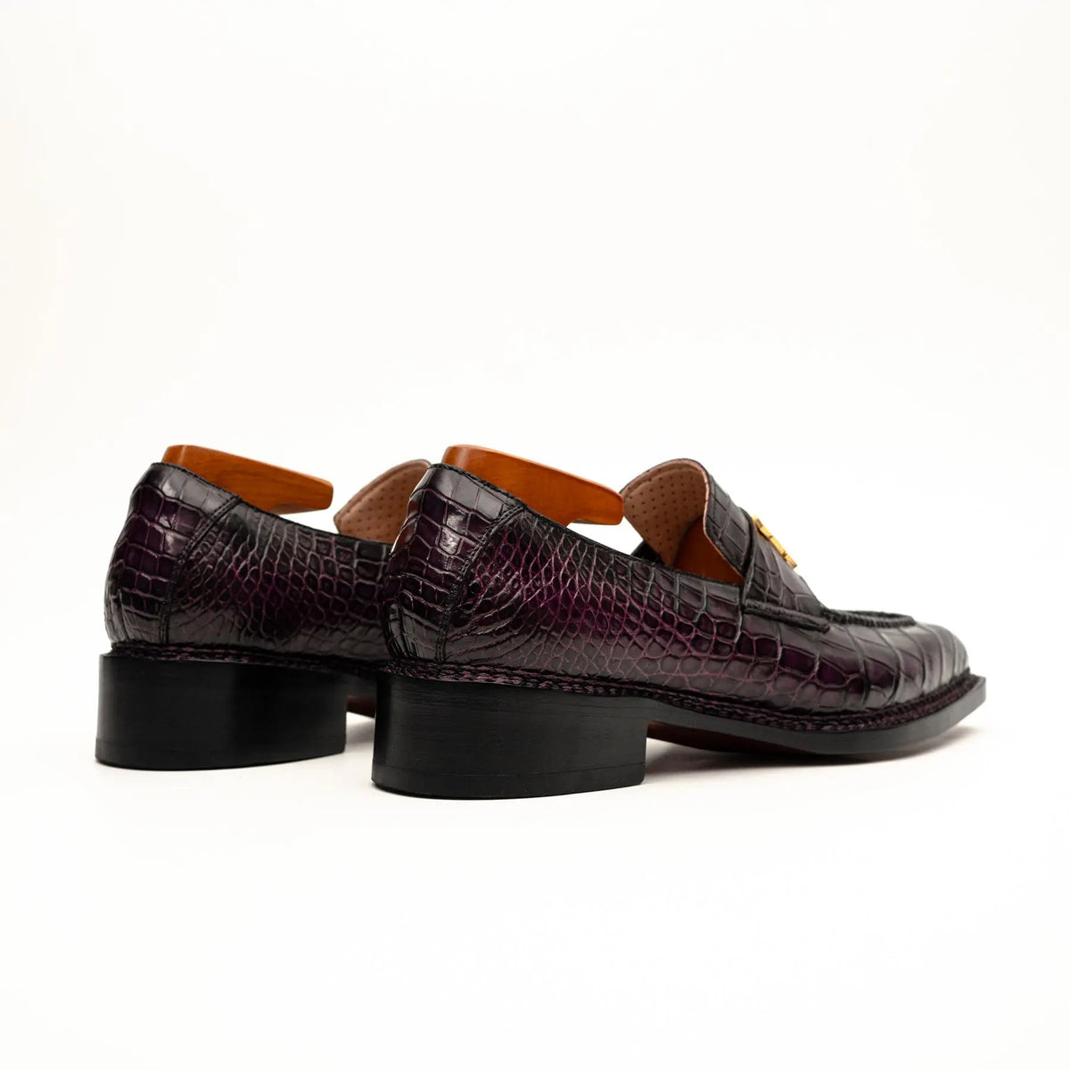 Black Burgundy Crocodile Bit Loafer