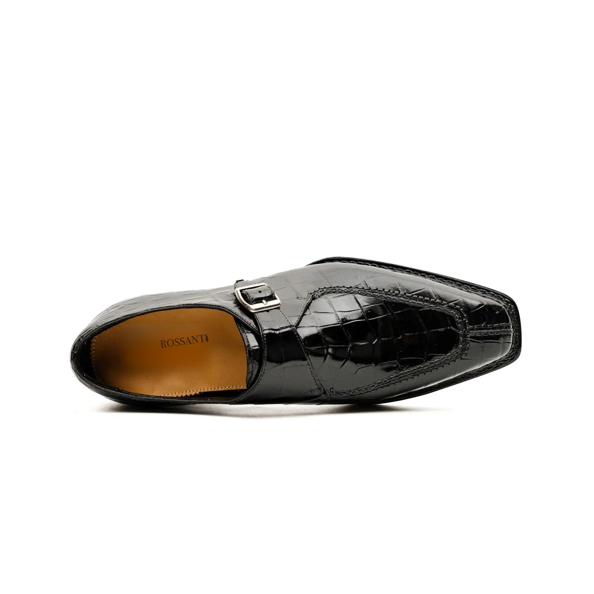 Black Crocodile Monk Strap Shoe