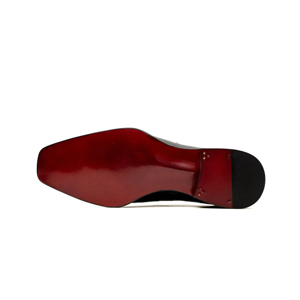 Black Crocodile Monk Strap Shoe