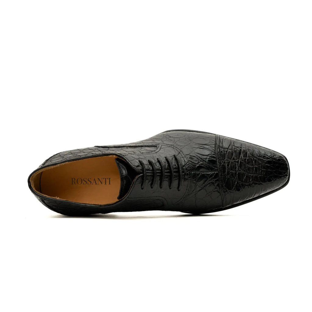 Black Crocodile-Textured Dress Shoe