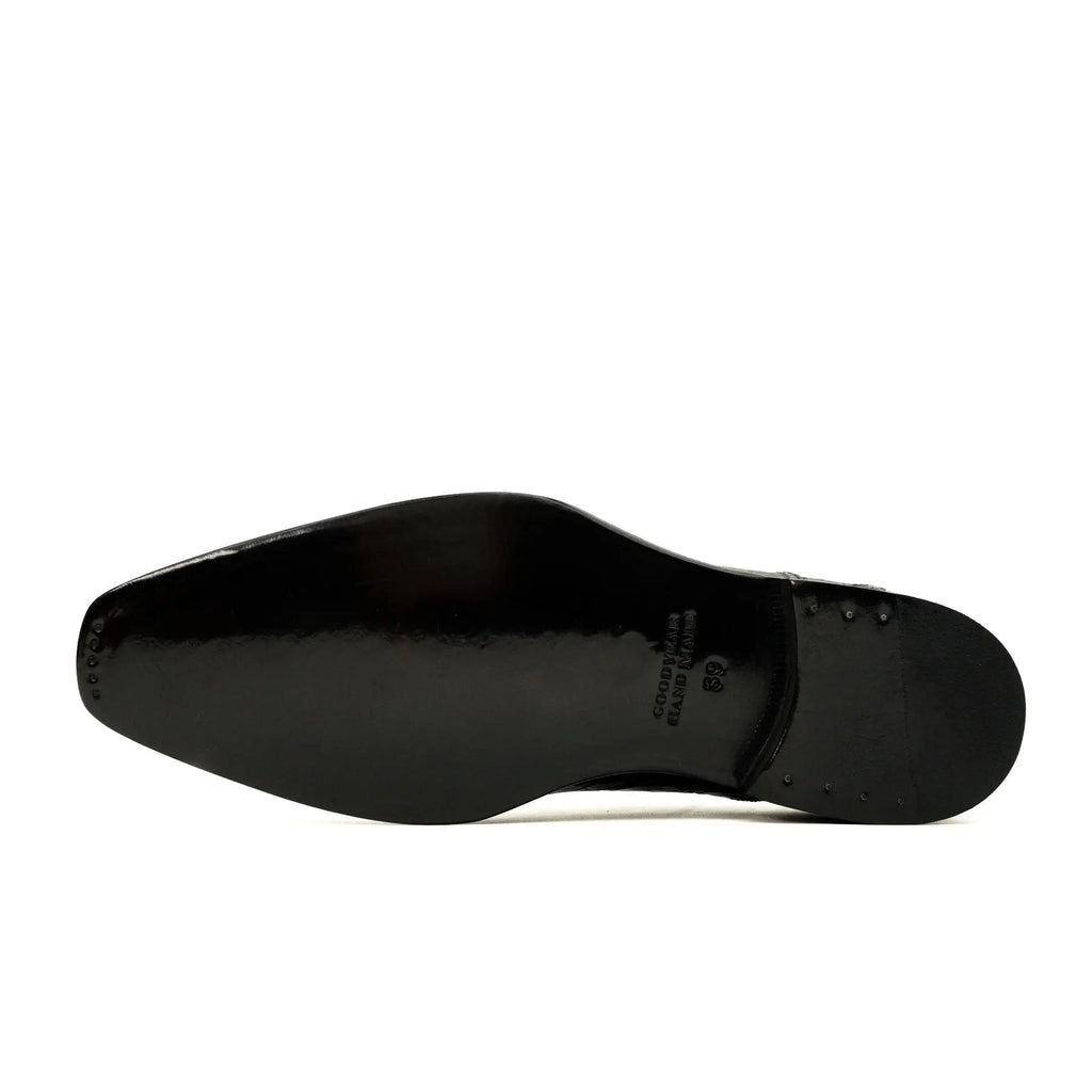 Black Crocodile-Textured Dress Shoe