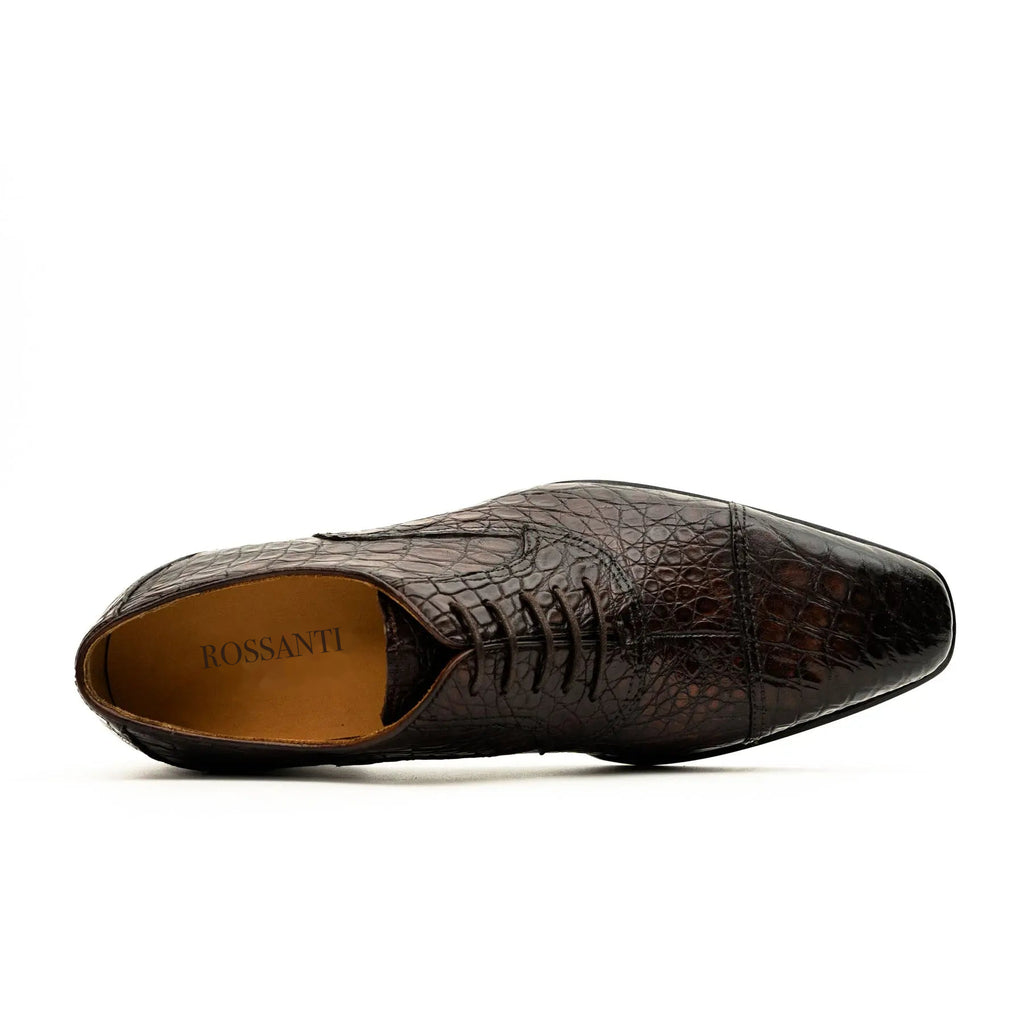 Dark Brown Crocodile Oxford Shoe