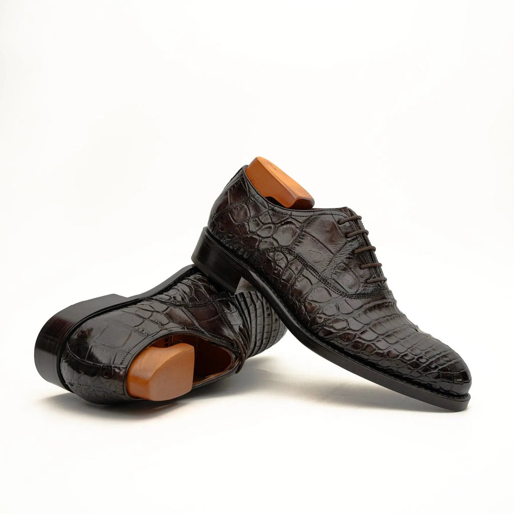 Dark Brown Crocodile Derby Shoe